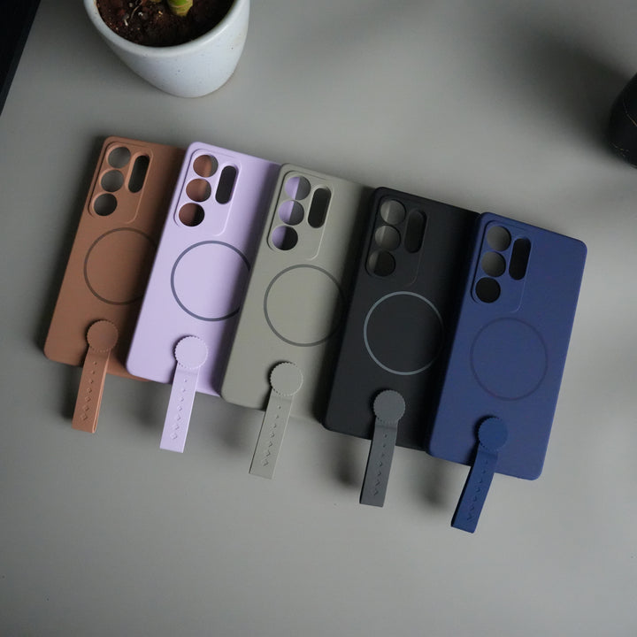 Galaxy S25 Ultra Silicone Case | Magnetic Ring | Silicone Grip Strap Cover