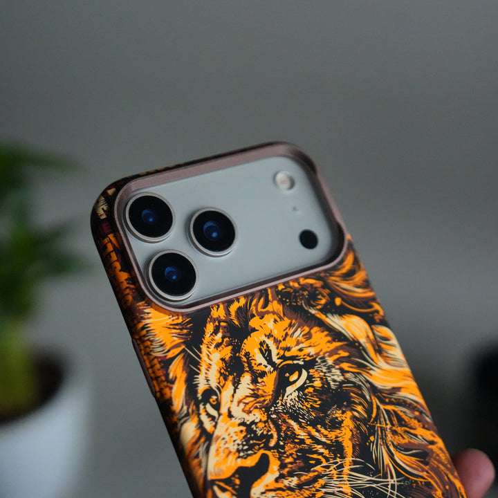 iPhone 17 Pro Carbon Fiber Texture Design Hard Pc MagSafe Case Cover LionKing