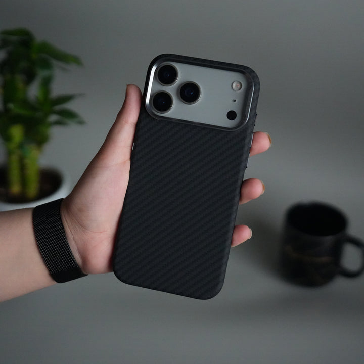 iPhone 17 Pro Max Carbon Fiber Texture Design Hard Pc MagSafe Case Cover BlackCarbon