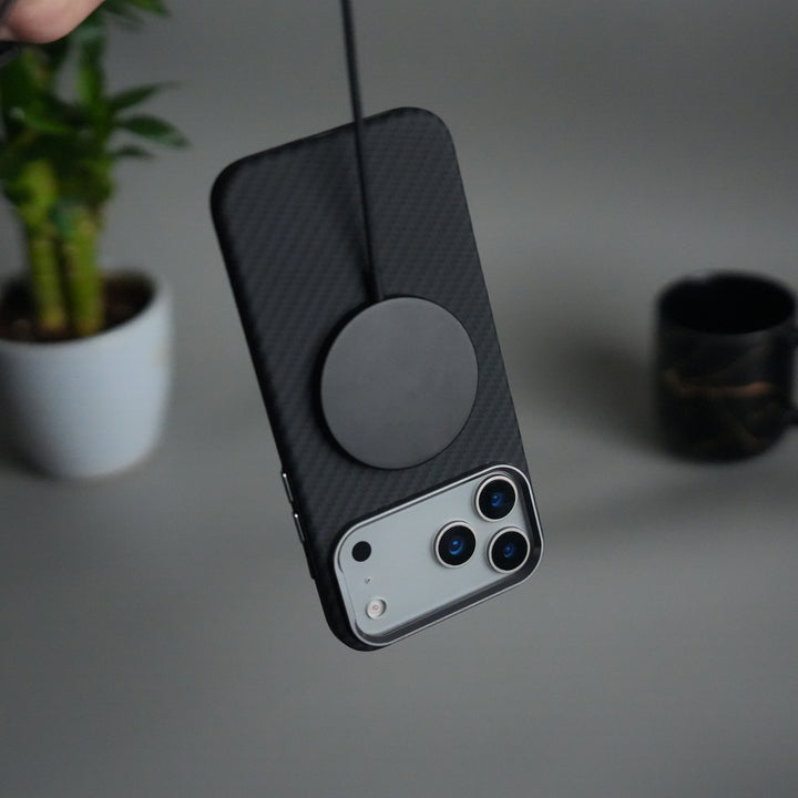 iPhone 17 Pro Max Carbon Fiber Texture Design Hard Pc MagSafe Case Cover BlackCarbon