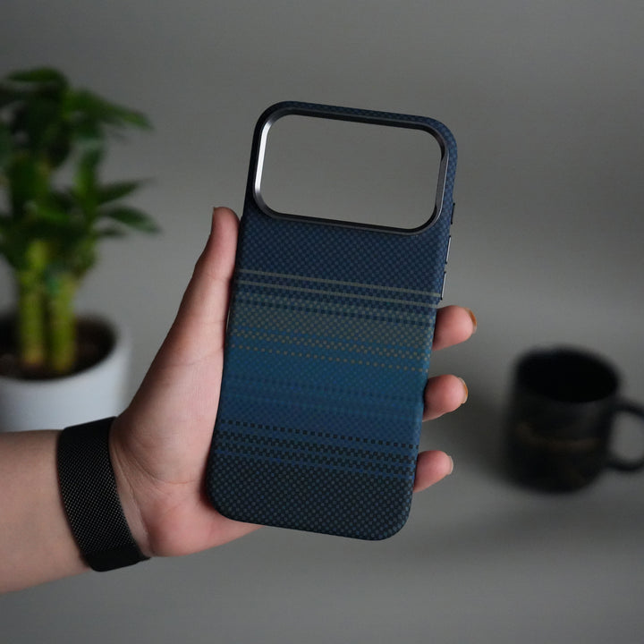 iPhone 17 Pro Max Carbon Fiber Texture Design Hard Pc MagSafe Case Cover BlueGreen