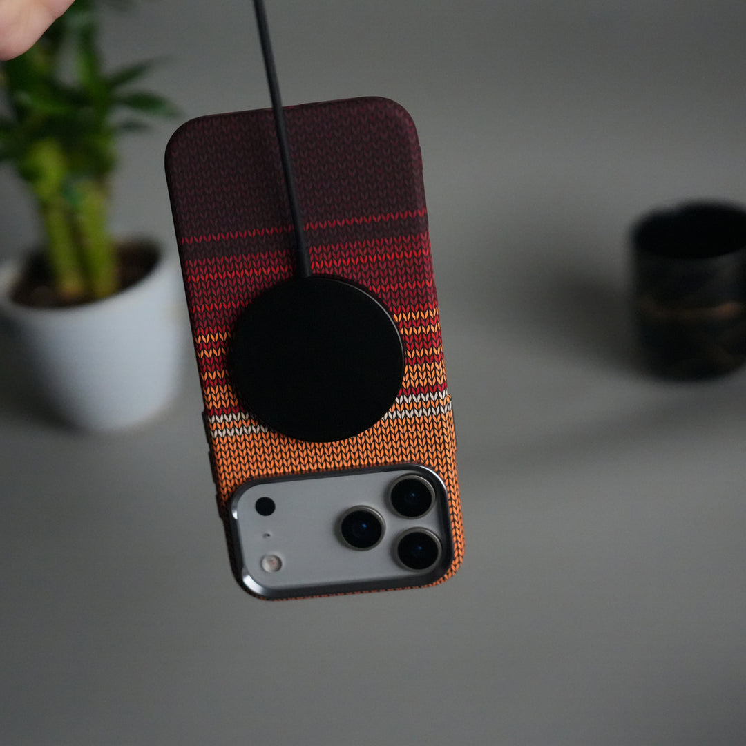 iPhone 17 Pro Max Carbon Fiber Texture Design Hard Pc MagSafe Case Cover RedOrange