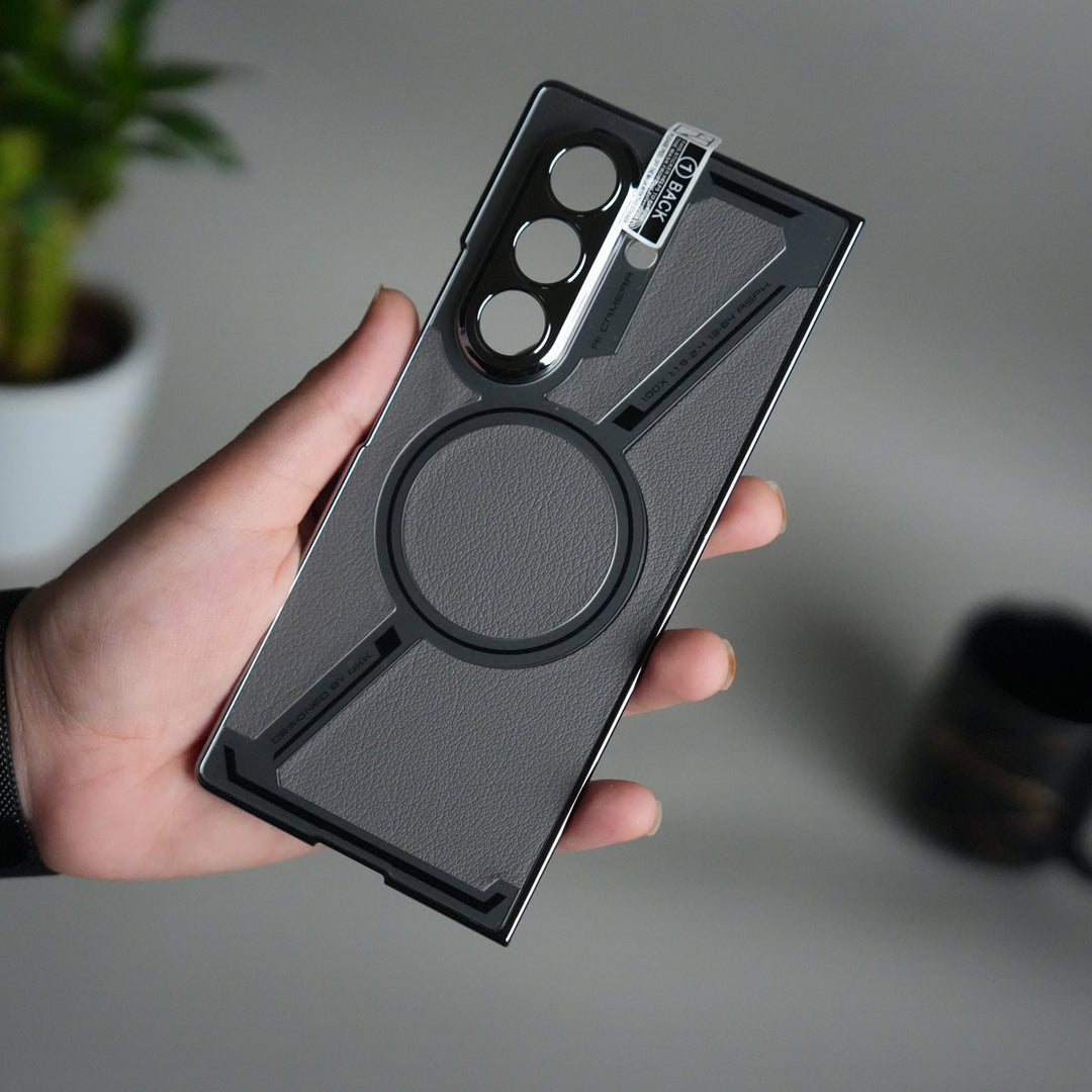 Galaxy Z Fold 7 Z Shape Electroplated Magnetic PU Leather Wireless Charging Case Cover