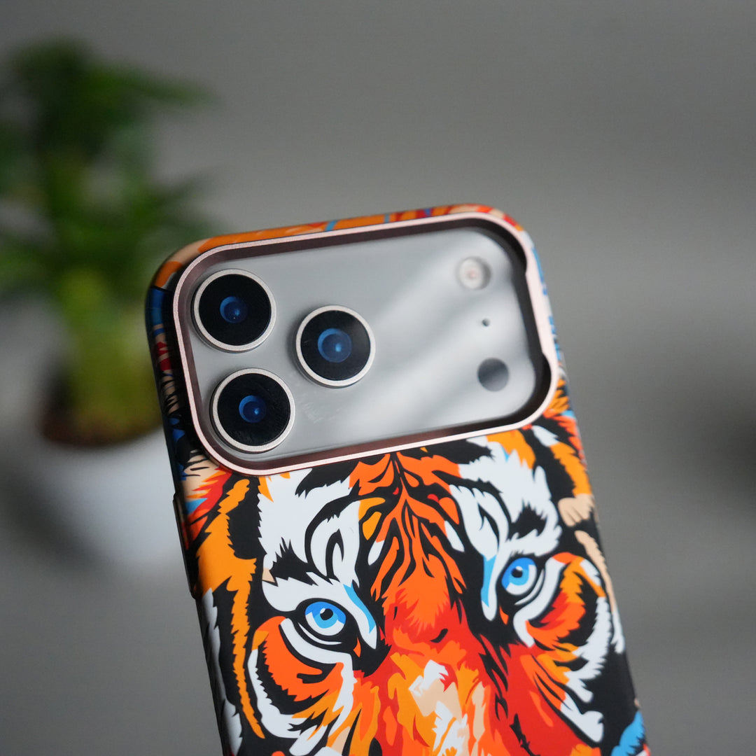 iPhone 17 Pro Carbon Fiber Texture Design Hard Pc MagSafe Case Cover Tiger