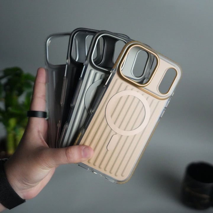 iPhone 17 Pro Max MagSafe Suitcase Design Case | Shockproof Ribbed Texture Back Cover