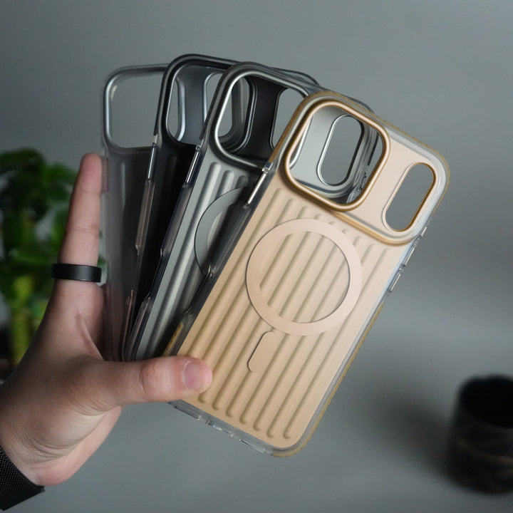 iPhone 17 Pro Max MagSafe Suitcase Design Case | Shockproof Ribbed Texture Back Cover