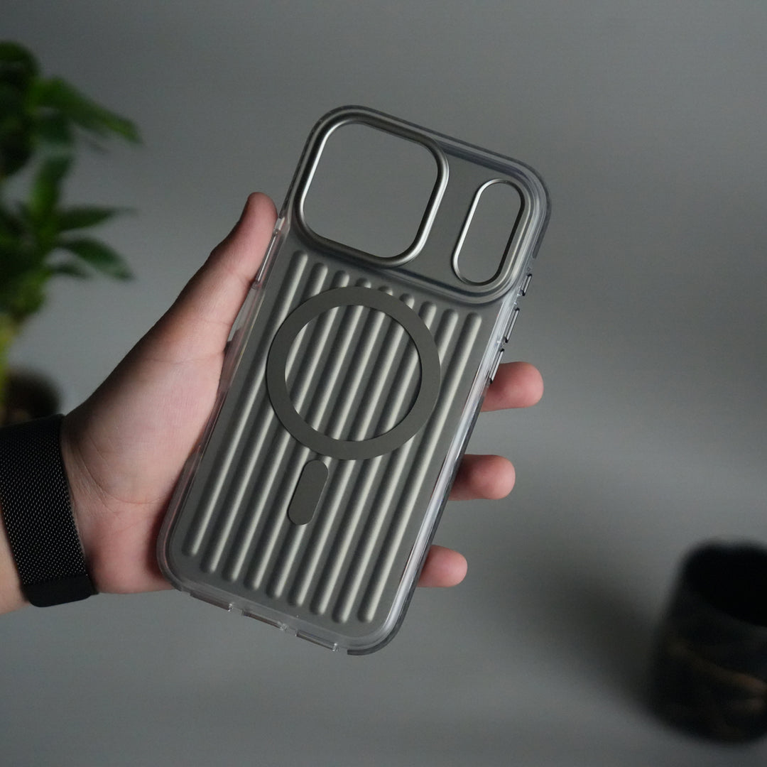 iPhone 17 Pro Max MagSafe Suitcase Design Case | Shockproof Ribbed Texture Back Cover