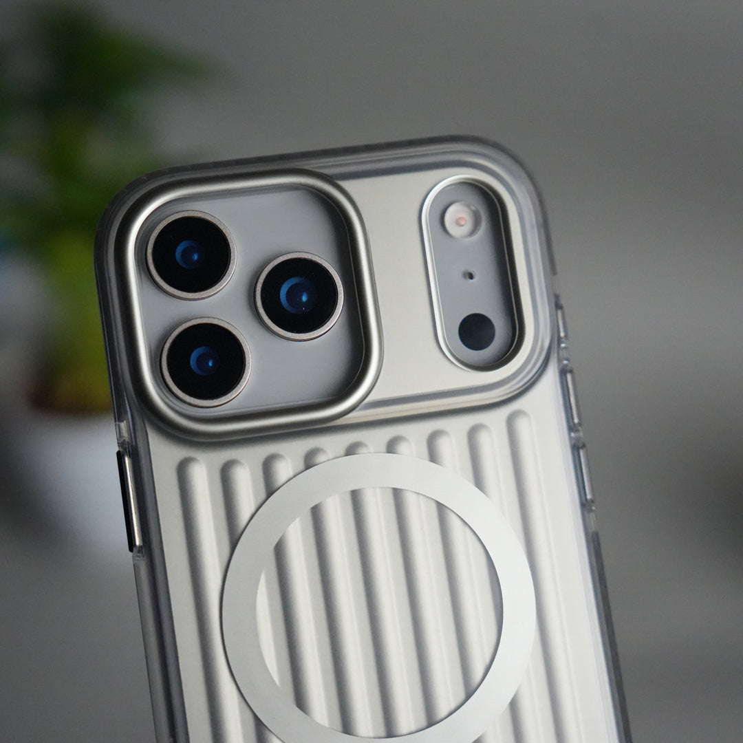 iPhone 17 Pro Max MagSafe Suitcase Design Case | Shockproof Ribbed Texture Back Cover