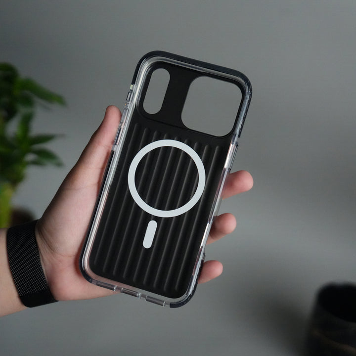 iPhone 17 Pro Max MagSafe Suitcase Design Case | Shockproof Ribbed Texture Back Cover