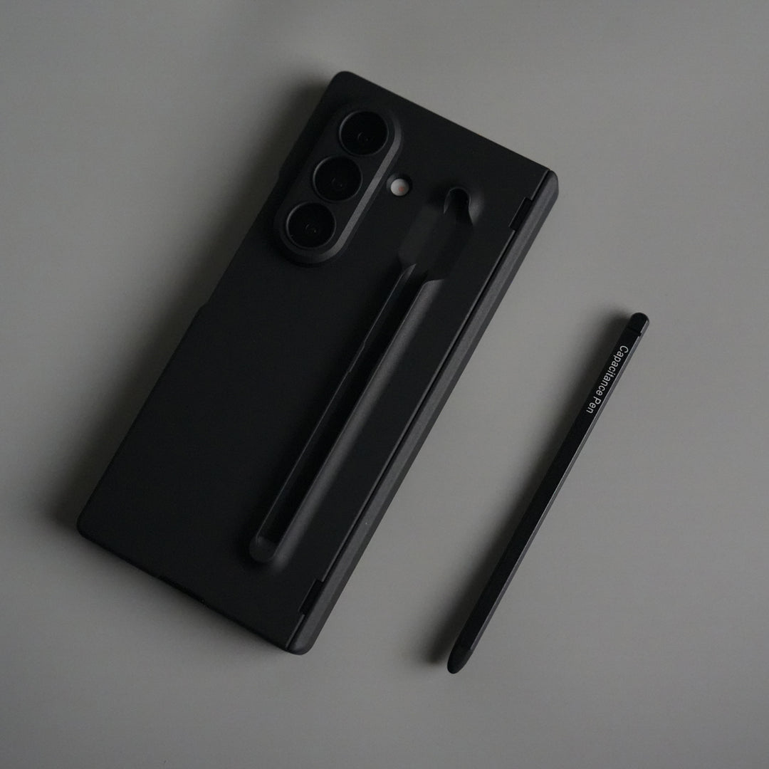 Galaxy Z Fold 7 Case with S-Pen Slot & Front Glass | Matte Hard Back Cover | Black