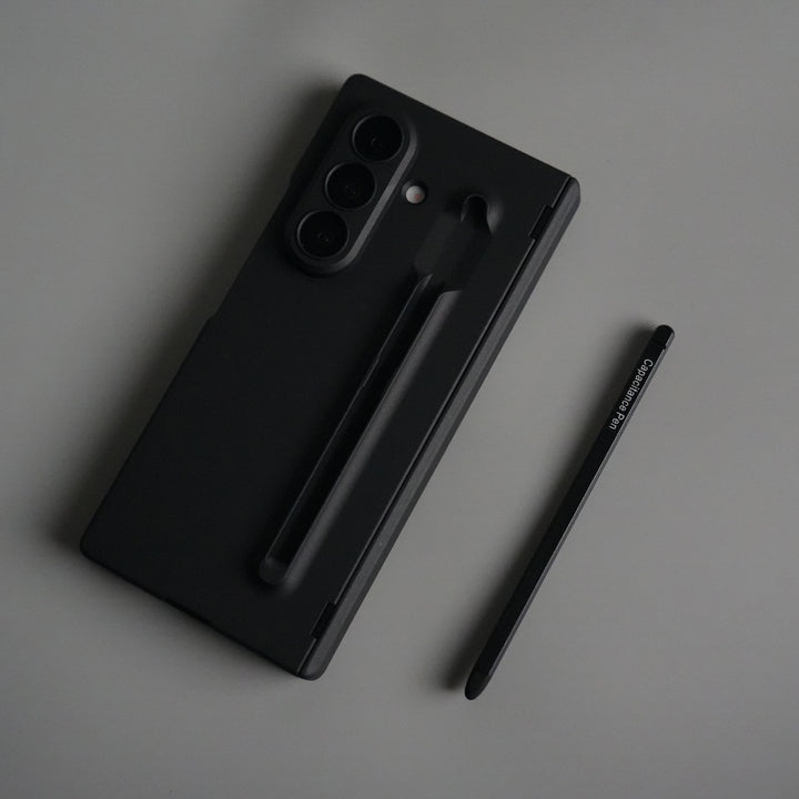 Galaxy Z Fold 7 Case with S-Pen Slot & Front Glass | Matte Hard Back Cover | Black