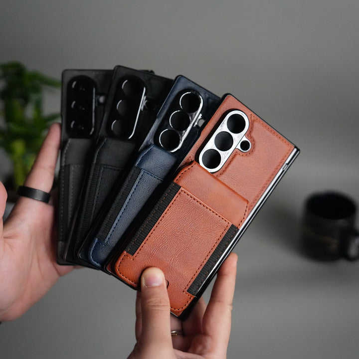 Galaxy Z Fold 7 Magnetic PU Leather Flip Kickstand Credit Wallet Card Holder Slots Covers
