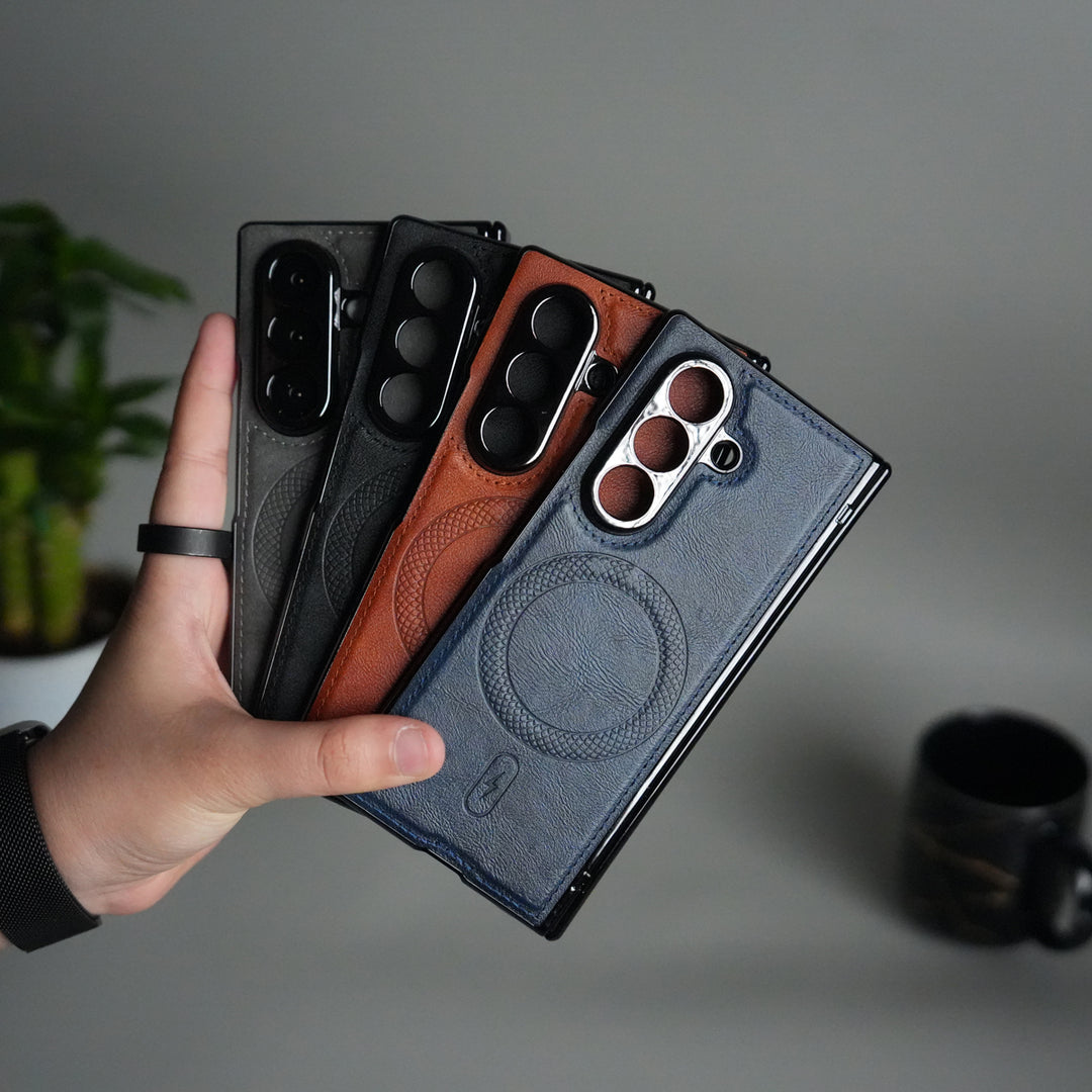 Galaxy Z Fold 7 Magnetic PU Leather Flip Kickstand Credit Wallet Card Holder Slots Covers