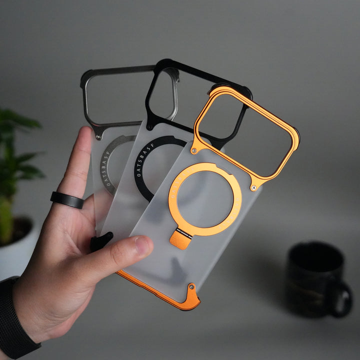 iPhone 17 Pro Max Frosted Frameless Metal Kickstand Case