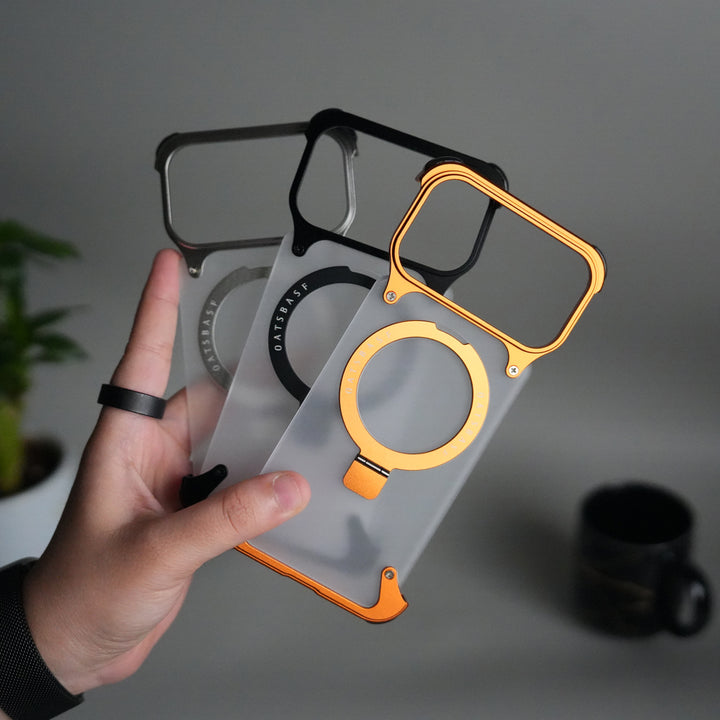 iPhone 17 Pro Max Frosted Frameless Metal Kickstand Case