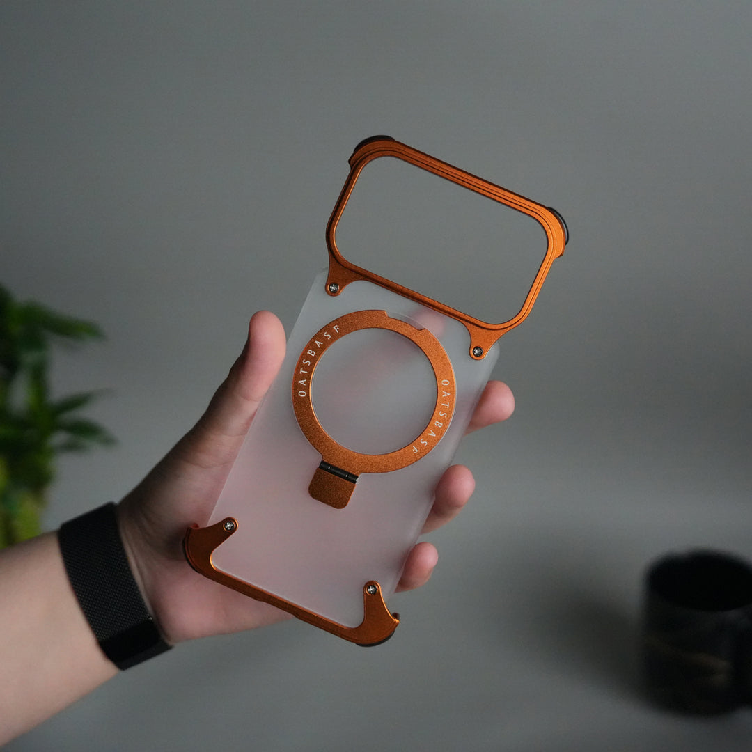 iPhone 17 Pro Max Frosted Frameless Metal Kickstand Case