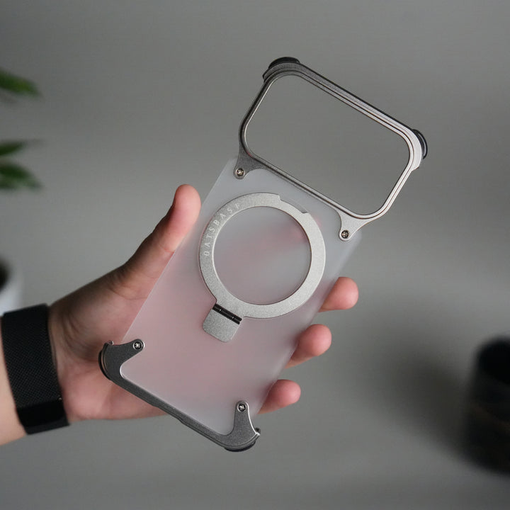 iPhone 17 Pro Max Frosted Frameless Metal Kickstand Case