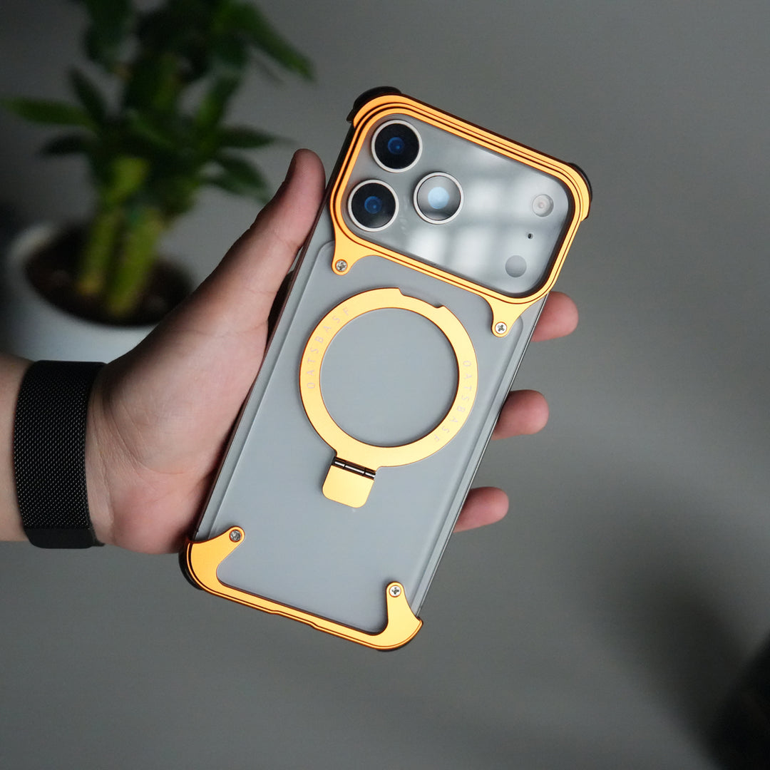 iPhone 17 Pro Max Frosted Frameless Metal Kickstand Case