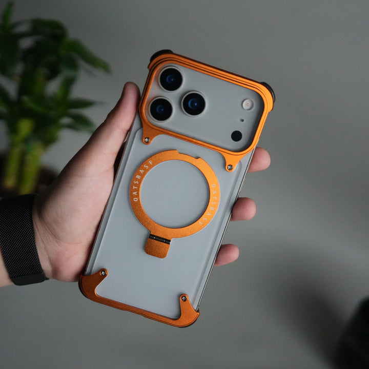 iPhone 17 Pro Max Frosted Frameless Metal Kickstand Case