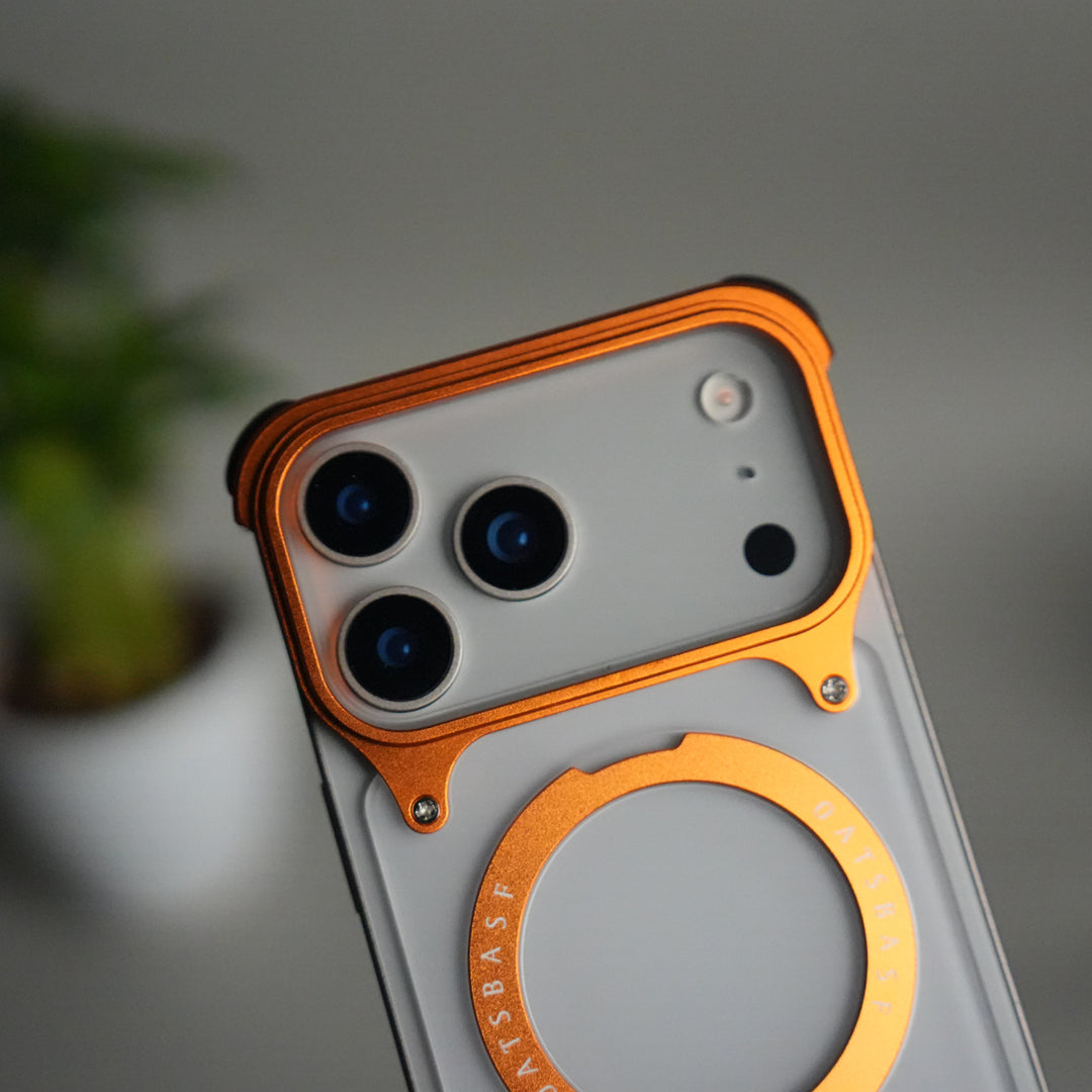 iPhone 17 Pro Max Frosted Frameless Metal Kickstand Case