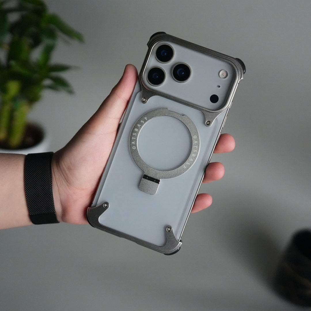 iPhone 17 Pro Max Frosted Frameless Metal Kickstand Case