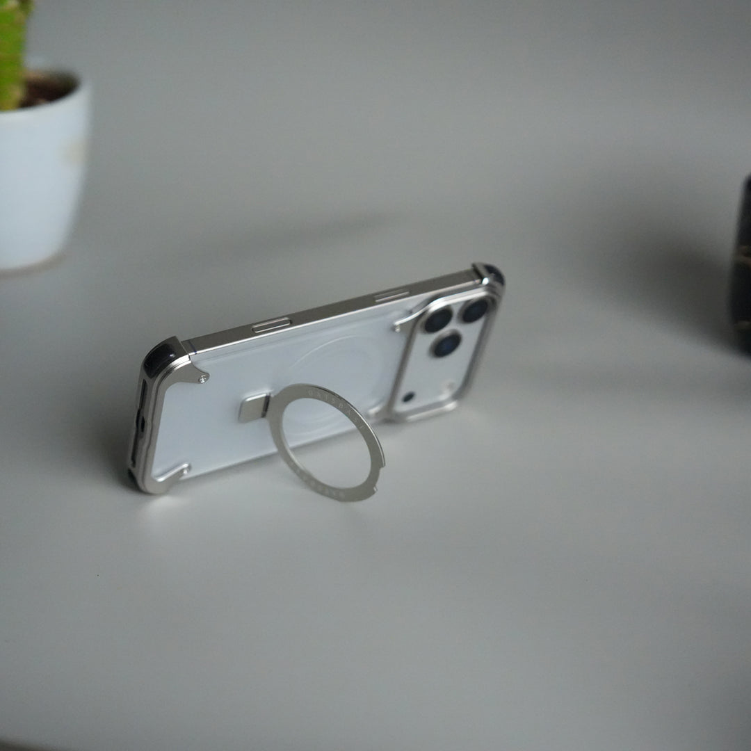 iPhone 17 Pro Max Frosted Frameless Metal Kickstand Case