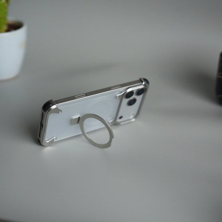 iPhone 17 Pro Max Frosted Frameless Metal Kickstand Case