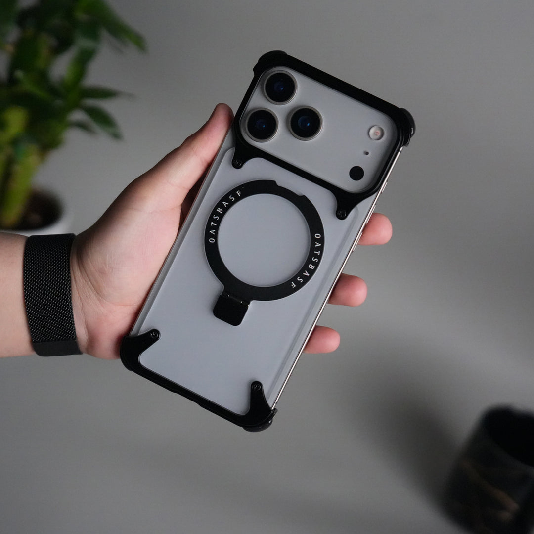 iPhone 17 Pro Max Frosted Frameless Metal Kickstand Case