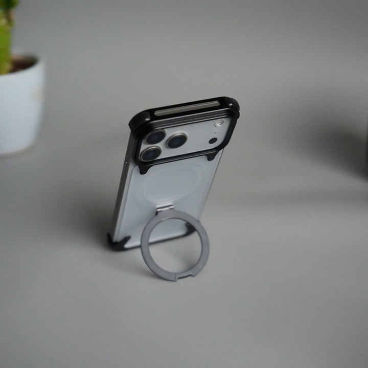 iPhone 17 Pro Max Frosted Frameless Metal Kickstand Case