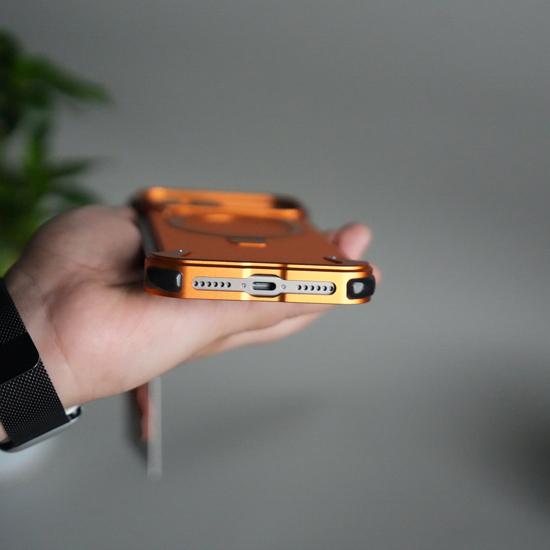 iPhone 17 Pro Max Leather Frameless Metal Kickstand Case