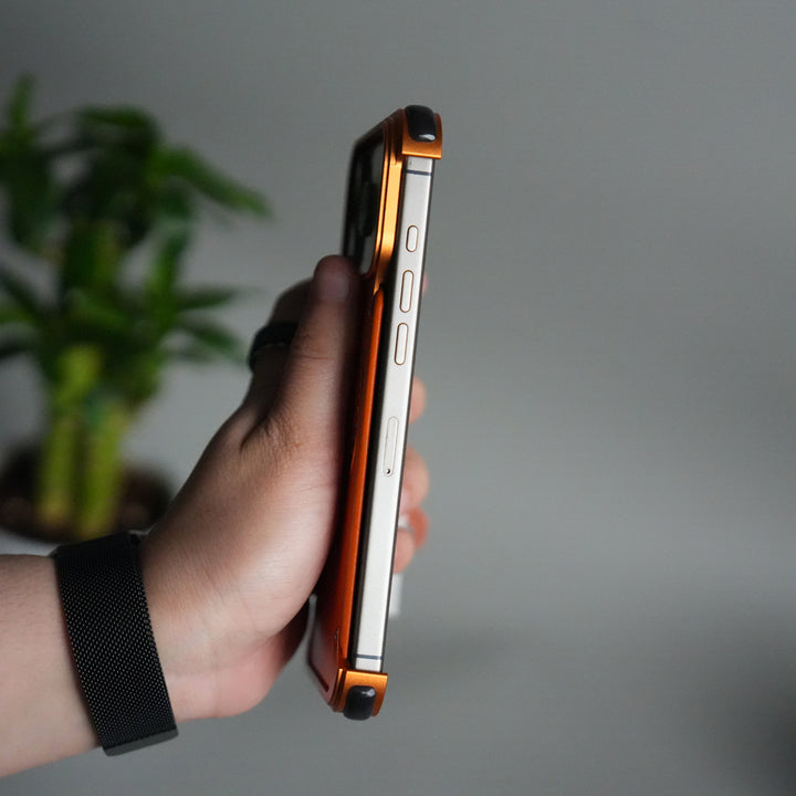 iPhone 17 Pro Max Leather Frameless Metal Kickstand Case