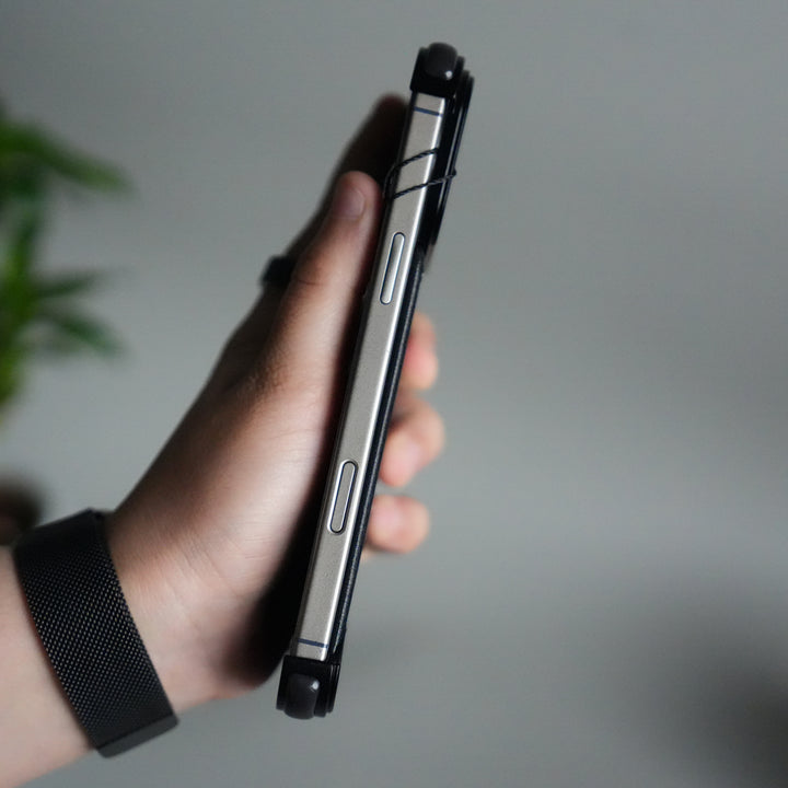 iPhone 17 Pro Max Leather Frameless Metal Kickstand Case