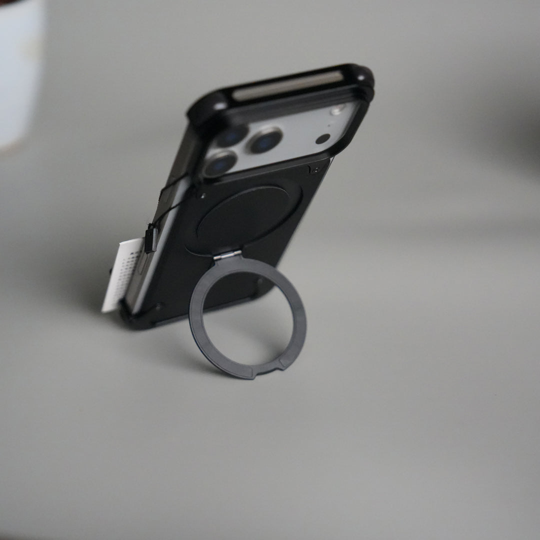 iPhone 17 Pro Max Leather Frameless Metal Kickstand Case