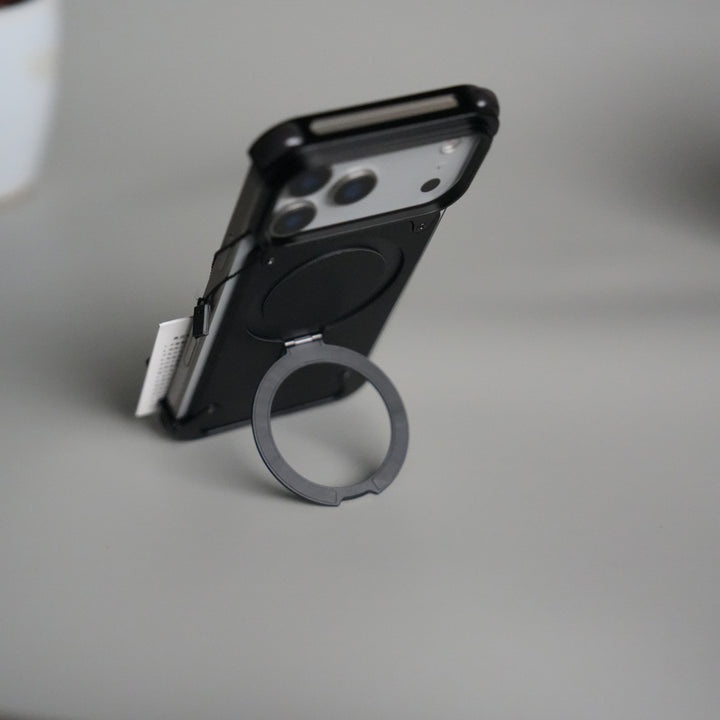 iPhone 17 Pro Max Leather Frameless Metal Kickstand Case