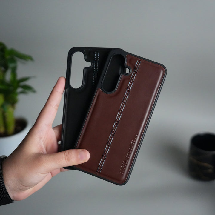Galaxy S25 FE Leather Case | Classic Middle Stitched PU Back Cover