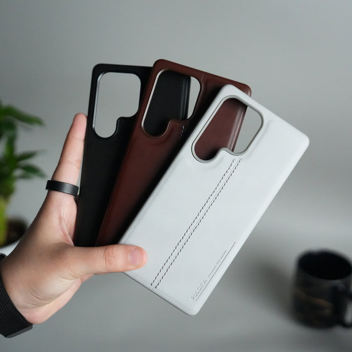 Galaxy S25 Ultra Leather Case | Classic Middle Stitched PU Back Cover