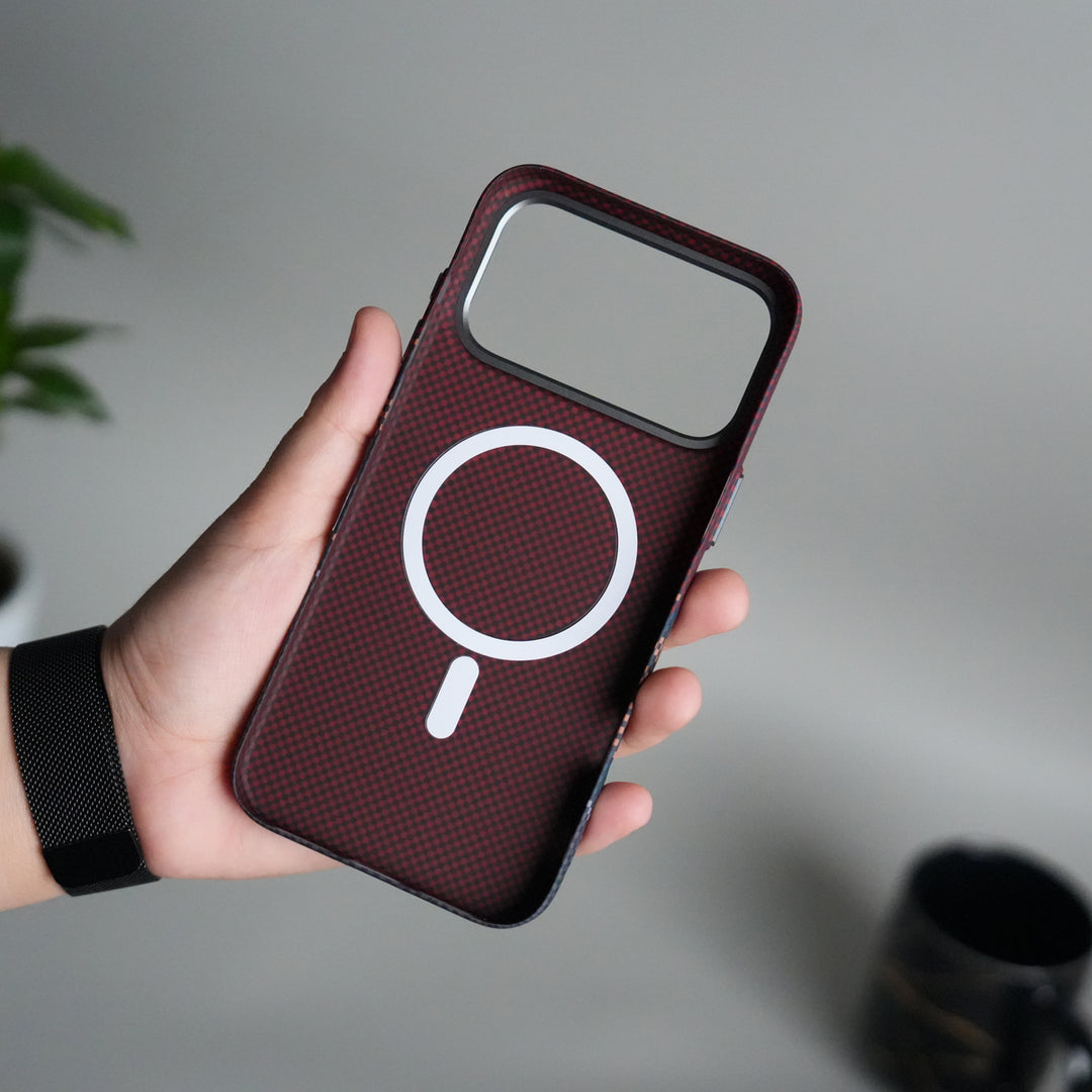 iPhone 17 Pro Carbon Fiber Texture Design Hard Pc MagSafe Case Cover RBO