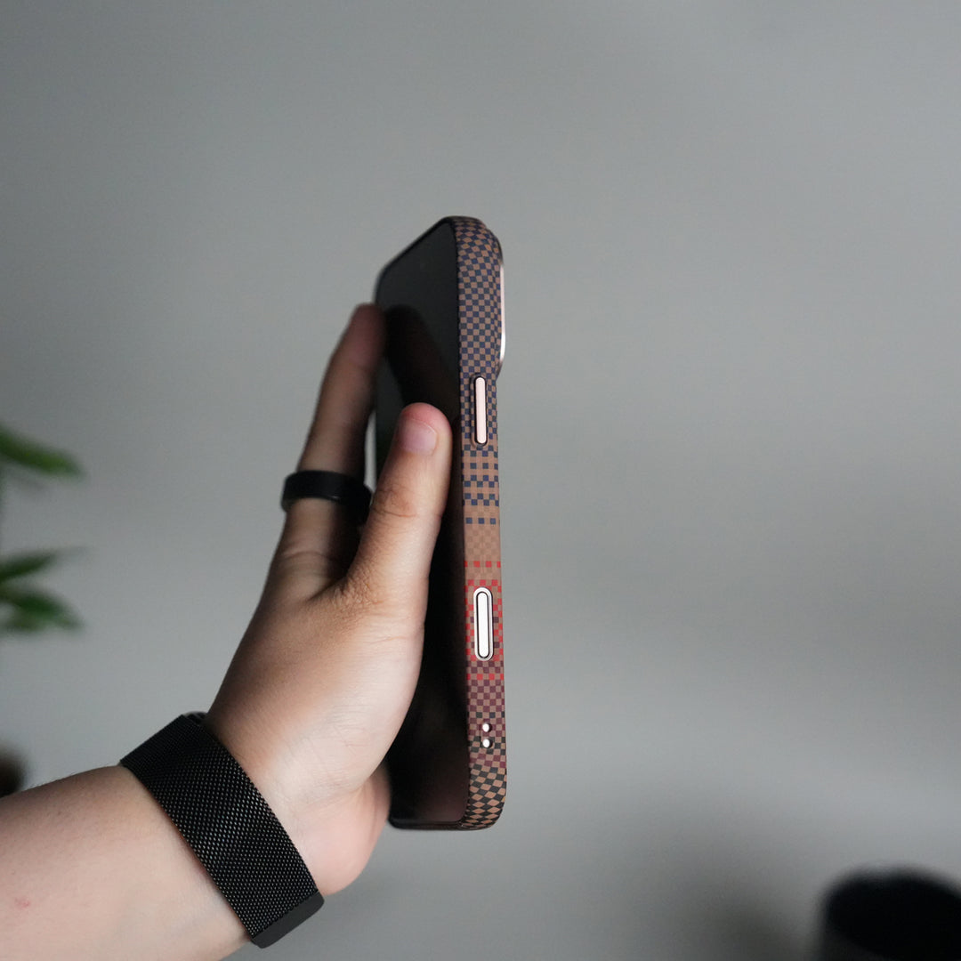 iPhone 17 Pro Carbon Fiber Texture Design Hard Pc MagSafe Case Cover RedOrange