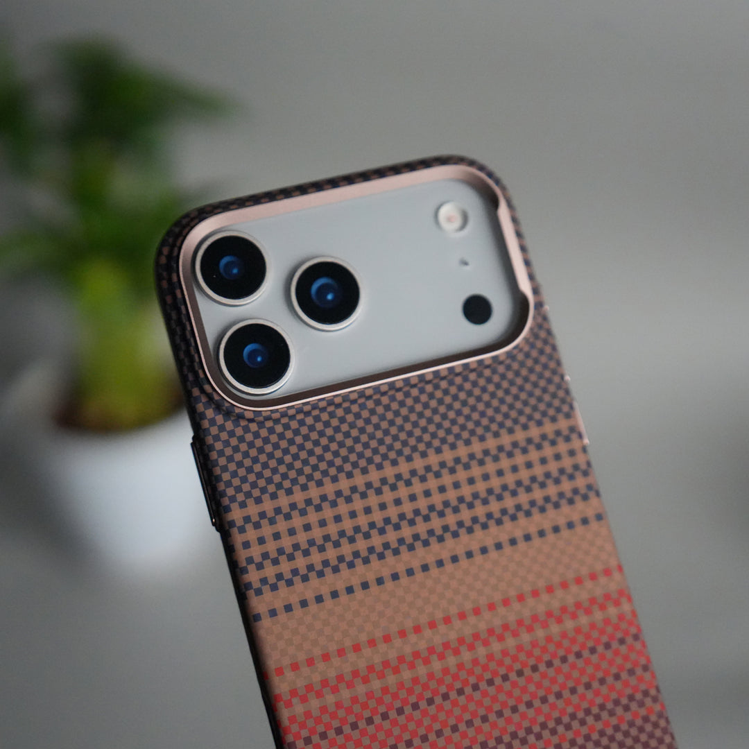 iPhone 17 Pro Carbon Fiber Texture Design Hard Pc MagSafe Case Cover RedOrange