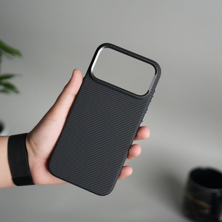 iPhone 17 Pro Carbon Fiber Texture Design Hard Pc MagSafe Case Cover BLACK