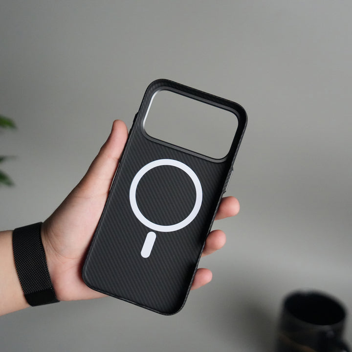 iPhone 17 Pro Carbon Fiber Texture Design Hard Pc MagSafe Case Cover BLACK