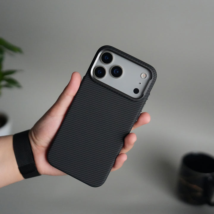 iPhone 17 Pro Carbon Fiber Texture Design Hard Pc MagSafe Case Cover BLACK