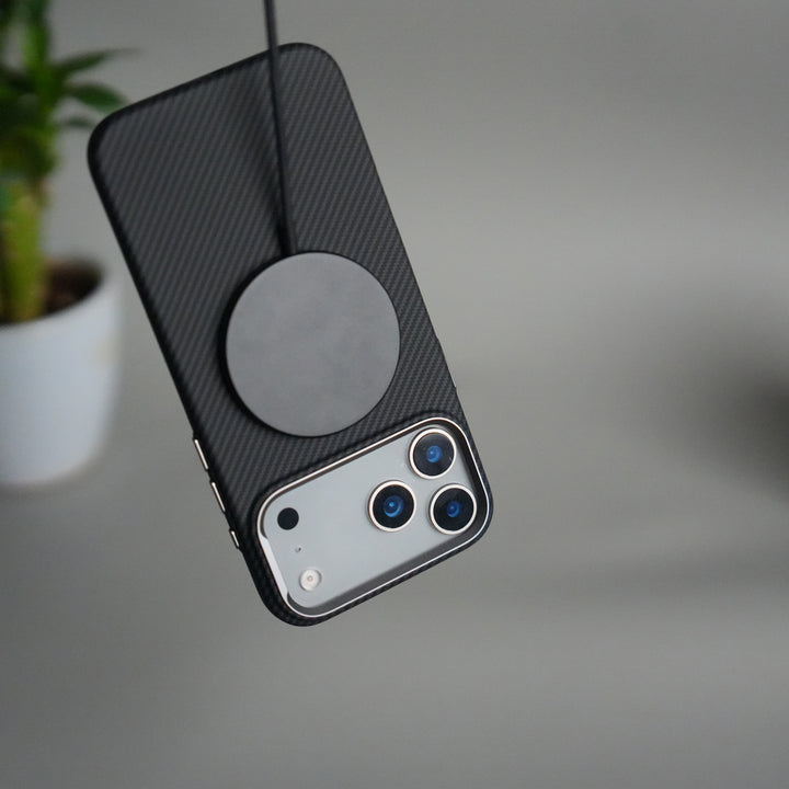 iPhone 17 Pro Carbon Fiber Texture Design Hard Pc MagSafe Case Cover BLACK