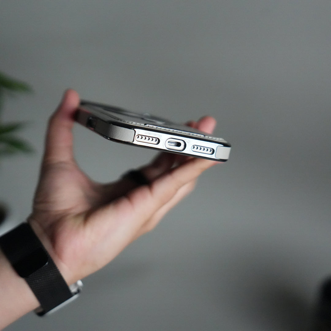 iPhone 17 Pro Luxury Leather Magnetic Ring Case | Metal Kickstand Cover with Chrome Frame