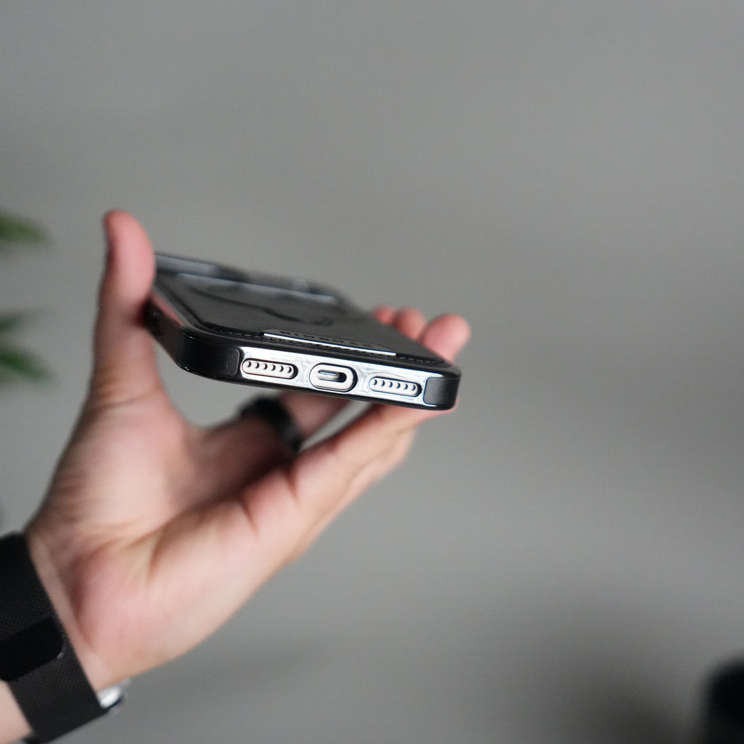 iPhone 17 Pro Luxury Leather Magnetic Ring Case | Metal Kickstand Cover with Chrome Frame