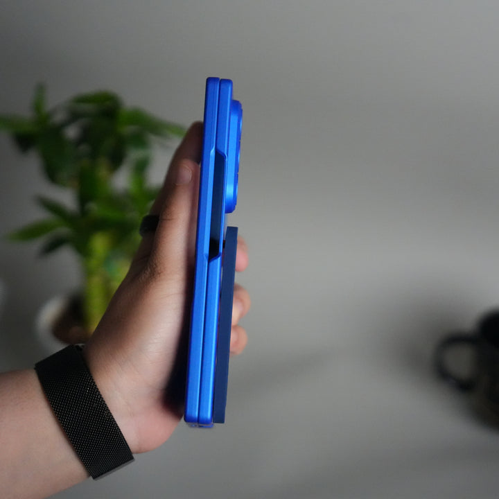 Galaxy Z Fold 7 Silicone Band Holder Case with Front Glass | Matte Hard Cover with Kickstand Grip