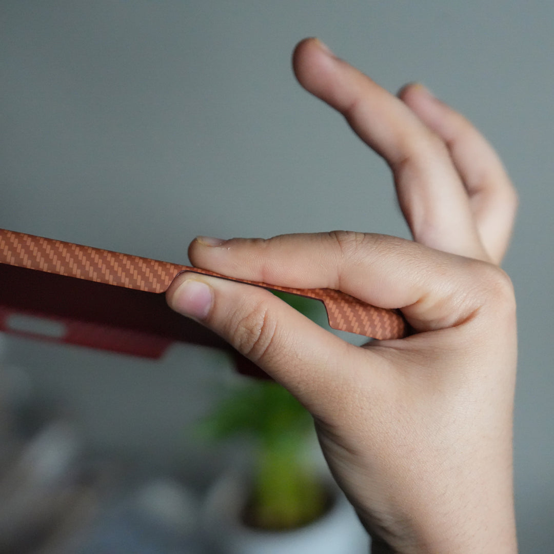 iPhone 17 Pro Carbon Fiber Slim Case | Ultra-Thin Matte Finish Protective Cover | Orange