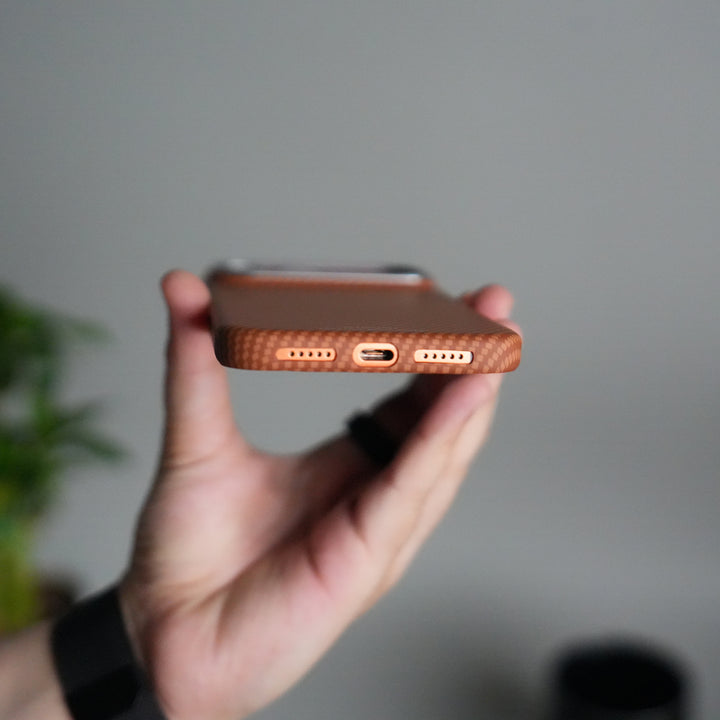 iPhone 17 Pro Carbon Fiber Slim Case | Ultra-Thin Matte Finish Protective Cover | Orange