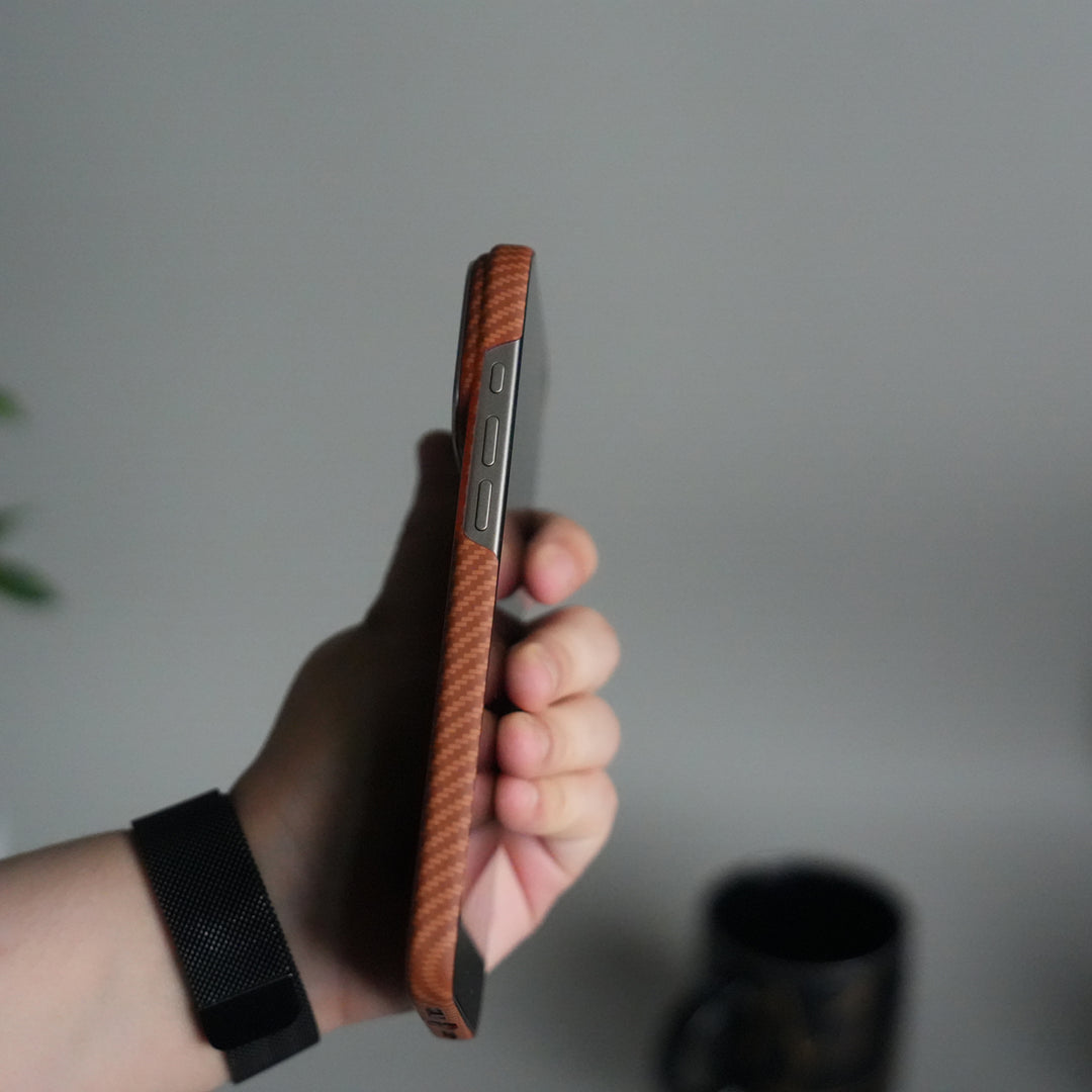 iPhone 17 Pro Carbon Fiber Slim Case | Ultra-Thin Matte Finish Protective Cover | Orange