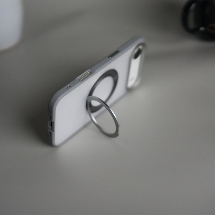 iPhone 17 Air Transparent Magnetic Ring Case | Frosted Shockproof Kickstand Cover